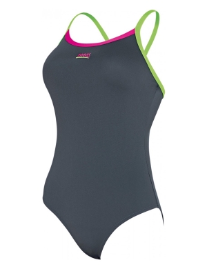 Zoggs Cannon Strikeback Swimsuit - Grey/Pink/Lime